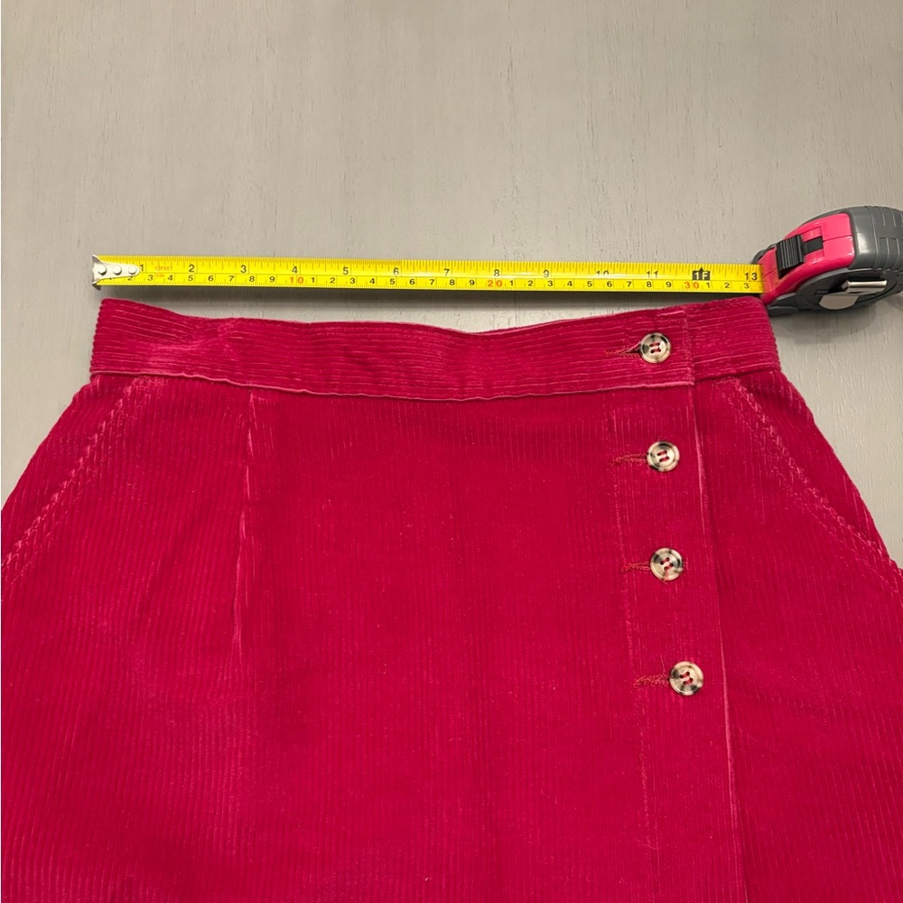 Vtg‎ LL Bean Corduroy Long Wrap Skirt Pink Magenta Pockets USA Cottagecore Sz 8 - Picture 9 of 11